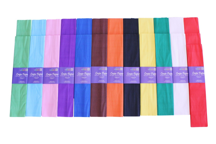 Crepe Paper Assorted Colours 50cm x 3m Pk25