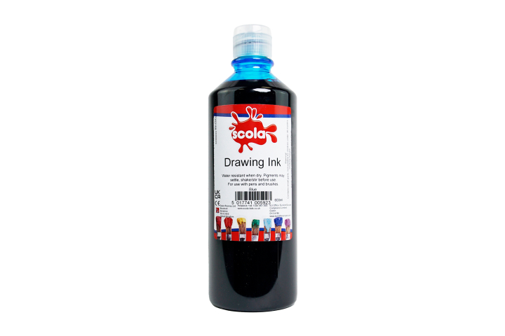 Drawing Ink Bright Blue 500ml Pk 1