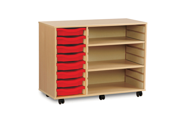 8 Shallow Tray Storage Unit Beech with 2 Shelves W1030mm x D453mm x H789mm