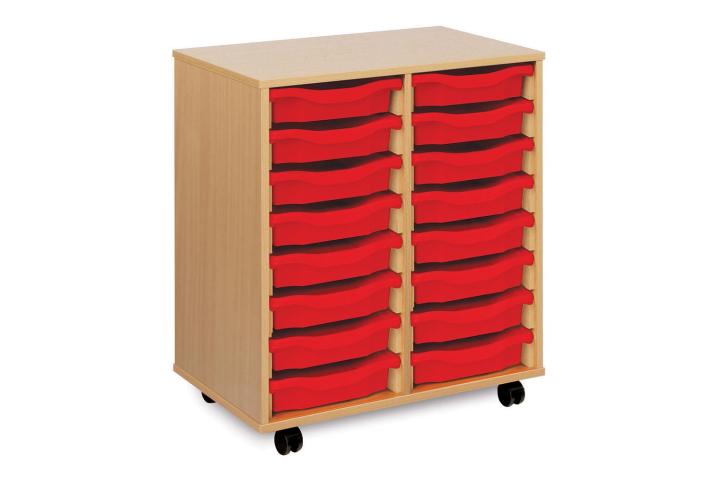 16 Shallow Tray Storage Unit Beech W700mm x D453mm x H789mm