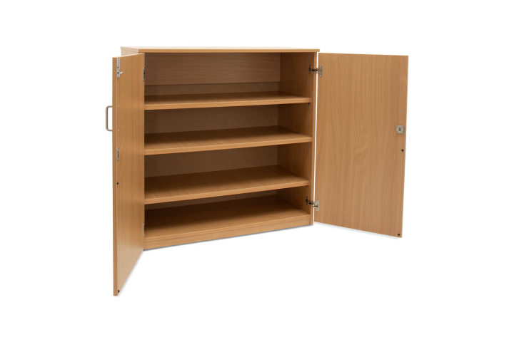 Storage Cupboard Beech with Doors - 2 Adjustable Shelves/1 Fixed Shelf W1030 x D