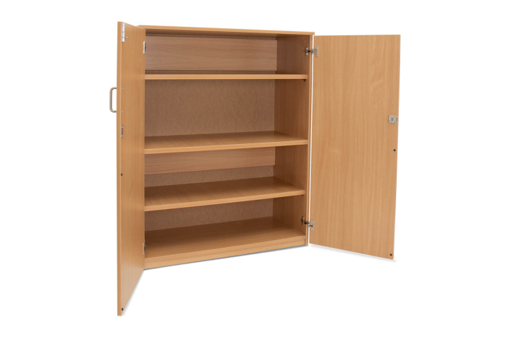 Storage Cupboard Beech with Doors - 2 Adjustable Shelves/1 Fixed Shelf W1030 x D