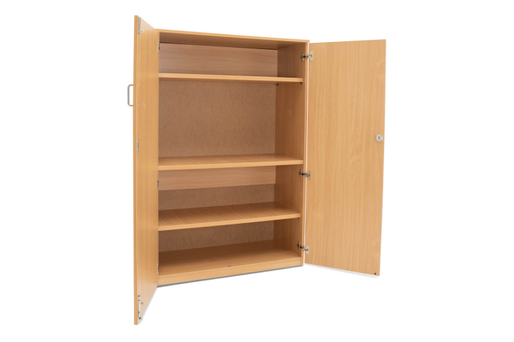 Storage Cupboard Beech with Doors - 2 Adjustable Shelves/1 Fixed Shelf W1030 x D