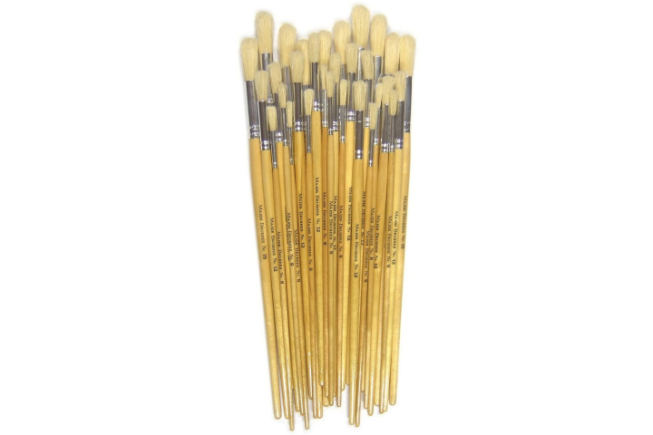 Long Handle Round Hog Bristle Brushes Assorted Pk 100 WSL