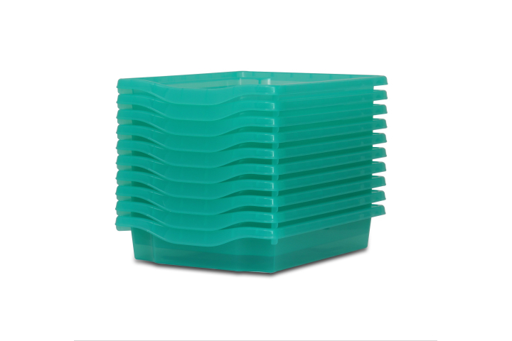 Single Storage Plastic Tray Aqua Green Tint Pk10