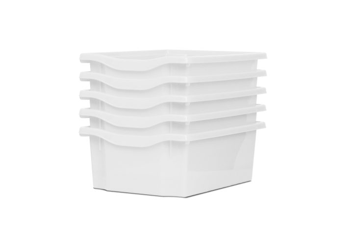 Deep Storage Plastic Tray White Pk5