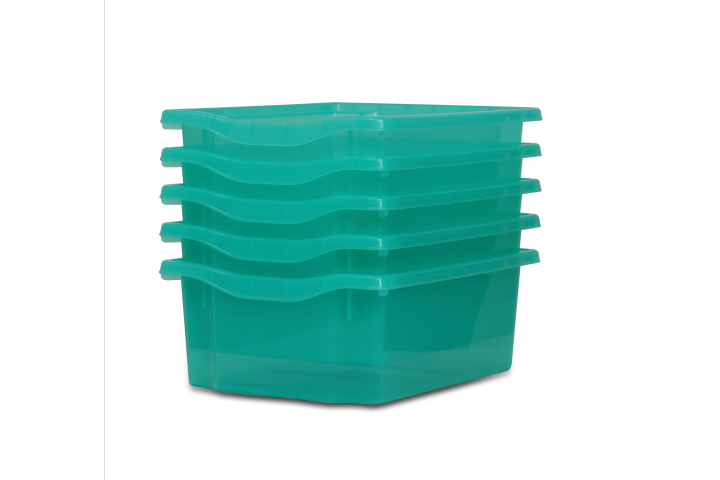 Deep Storage Plastic Tray Aqua Green Tint Pk5