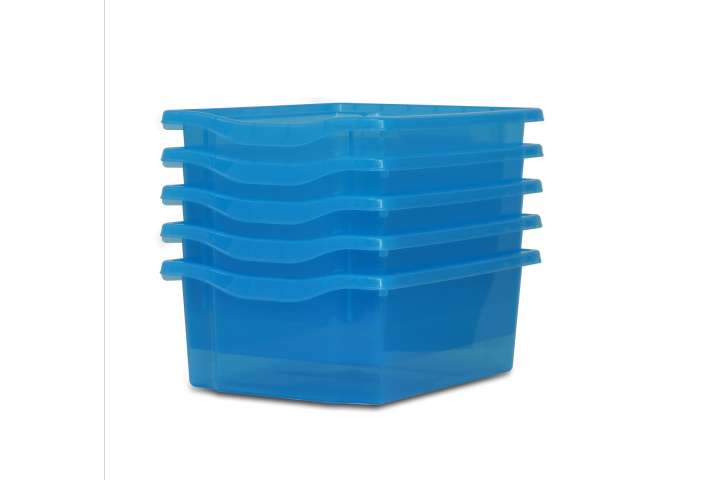 Deep Storage Plastic Tray Sky Blue Tint Pk5