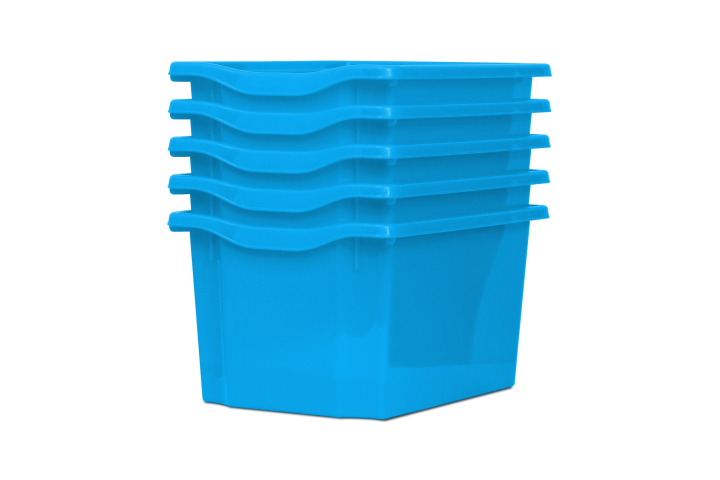 Extra Deep Storage Plastic Tray Cyan Pk5