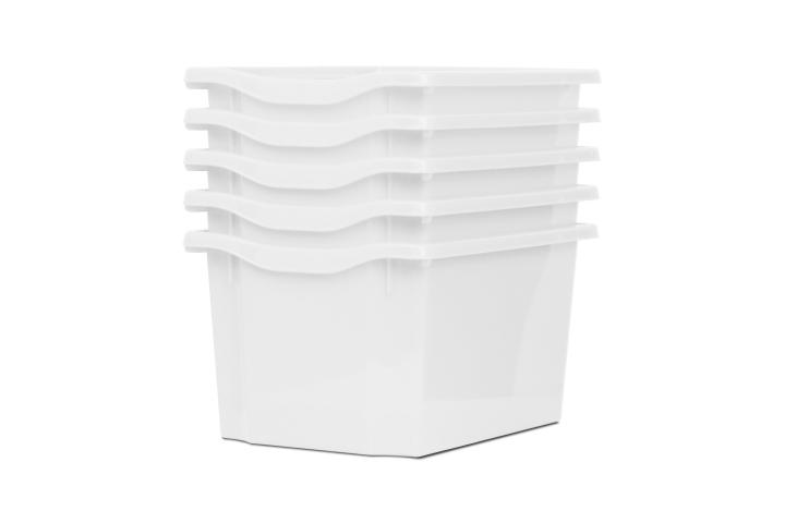 Extra Deep Storage Plastic Tray White Pk5