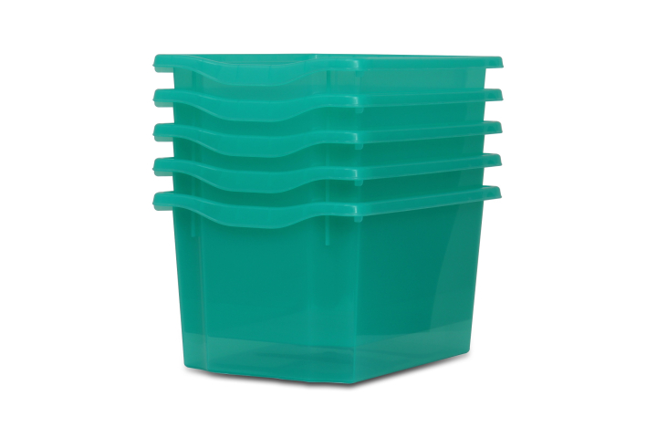 Extra Deep Storage Plastic Tray Aqua Green Tint Pk5