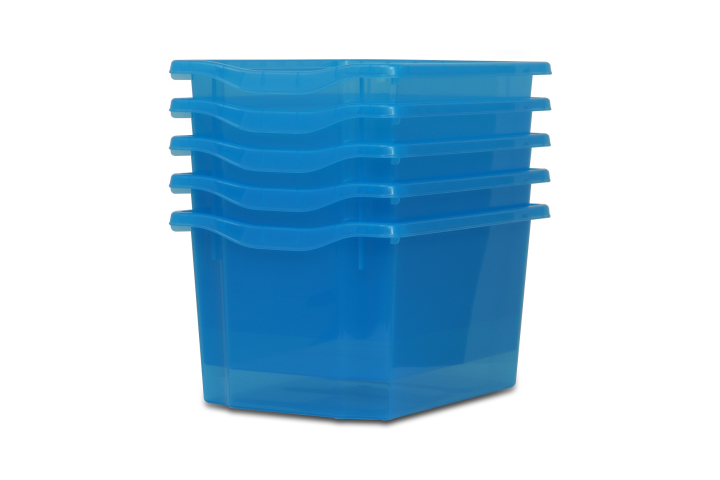 Extra Deep Storage Plastic Tray Sky Blue Tint Pk5