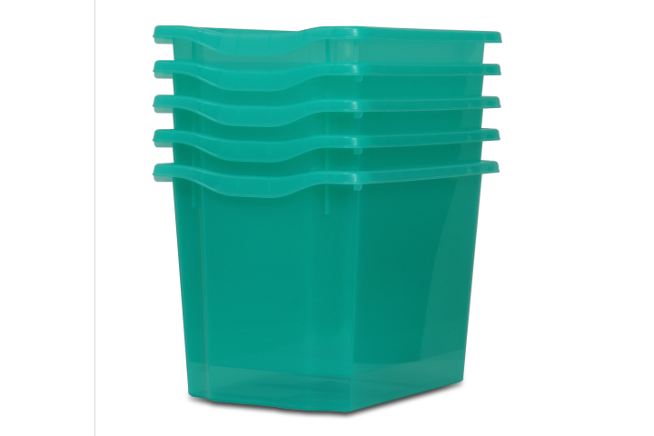 Jumbo Storage Plastic Tray Aqua Green Tint Pk5