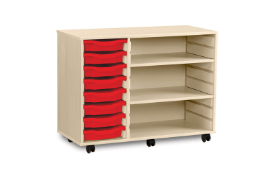 8 Shallow Tray Storage Unit Maple with 2 Shelves W1030mm x D453mm x H789mm