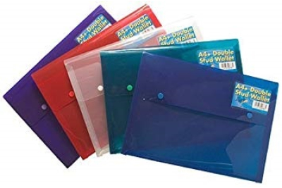 NUS Approved Heavy Duty Polyprop Document Wallets  A4+  Double Stud 330 micron 3