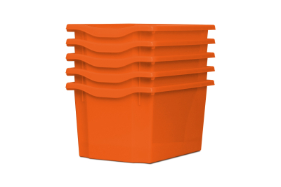 Extra Deep Storage Plastic Tray Tangerine Pk5