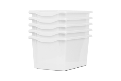 Extra Deep Storage Plastic Tray White Pk5