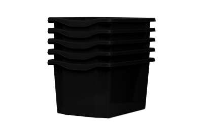 Extra Deep Storage Plastic Tray Black Pk5