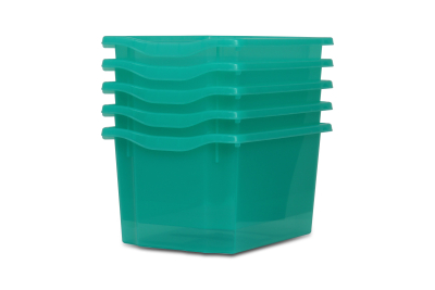 Extra Deep Storage Plastic Tray Aqua Green Tint Pk5