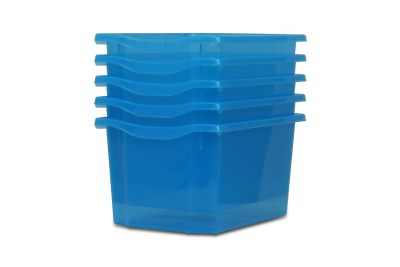 Extra Deep Storage Plastic Tray Sky Blue Tint Pk5